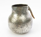 Vintage Silver Plateado Hammered Water Pitcher With Horn Handle Mexico 7 5  Tall