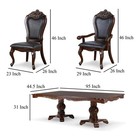 Pemberly Row 7 Piece Dining Set With Cherry Brown Wood Table And 6 Carved Chairs