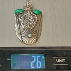 Navajo Silver 2 Malachite Oval Cabochons  Turquoise Chief Pendent - 26gm - 2 5 