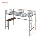 Twin Bunk Bed With Desk Ladder Guardrails Heavy Duty Metal Loft Bed Kids Silver