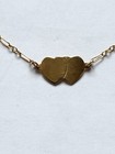 14k Solid Gold Attached Double Heart Charm Anklet-9   