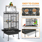 68-inch Playtop Wrought Iron Large Parrot Cage Bird Cage W  Rolling Stand Black