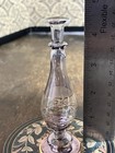 Vintage Hand Blown Glass Perfume Bottle  Etched Pattern  Purple gold