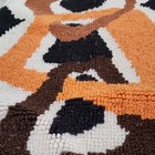 Vintage Mcm Handcrafted Latch Hook Rug  Black White Orange Brown Excellent Cond 