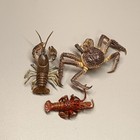 Yujin Realistic Miniature Lobster Crayfish King Crab Lot Of 3 Mini Figure Toy