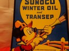 16 X 11 In Mickey Mouse Sunoco Winter Oil   Transep Heavy Metal Porcelain   1005