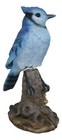 Wildlife Blue Jay Passerine Bird Perching On Tree Stump Spring Bouncing Figurine