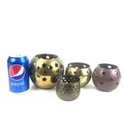 Set Of Four India Brass Cut Out Candle Holders Lot Various Designs Star Heart  