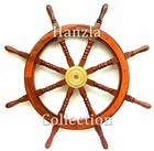 36  Vintage Brass Brown Wooden Ship Steering Wheel Wall Boat Nautical D  cor Gift