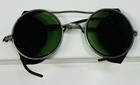 Antique Aol Green Lens Welding Safety Glasses Leather Side Shields 6-3 4