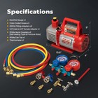 3 5 Cfm Ac Vacuum Pump 1 4 Hp Hvac Manifold Gauge Set Kit R134a R22 R410a Auto