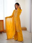Designer Yellow Kurta Plazzo For Haldi Wear Outfit Festival Wear 3pc Set