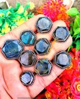 925 Sterling Silver Plated Labradorite Gemstone Hexagon Rings Lot Bulk Jewelry