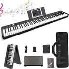 88 Key Fold Electric Piano Keyboard Portable Semi Weighted Full Size Key W pedal
