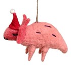 Felt Dinosaur In Santa Hat Whimsical Christmas Ornament  By Silver Tree
