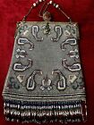 Magnificent Victorian Steel Beaded Purse bag  Carnelian Jeweled Frame Huge 