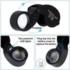 40x Magnifying Glass Jewelers Pocket Loupe Magnifier Lighted Led Jewelry Loop