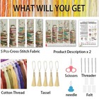 5 Pack Cross Stitch Kits Coffee Bookmark 11ct Embroidery Kit For Beginners Diy 
