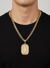 Large Virgin Mary Necklace  Gold Guadalupe Pendant  14k Heavy Plated  10mm Cuban