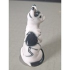 Vintage Porcelain Begging Cat Figurine Hand Painted Black White Kitten 2 5 