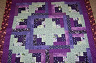 Purple   White Floral   Log Cabin Quilt Top   49  Sq    Baby lap sofa   Usa