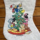 Vintage Walt Disney Stocking Mickey   Minnie Mouse Donald Duck Felt Christmas 