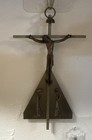 Vintage Mid Century Modern Brass Catholic Crucifix Wall Cross 8    Cast Metal Mcm