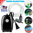Aquarium Air Oxygen Pump 2 Outlet Bubble Tube For Fish Tank Hydroponic Pond  New
