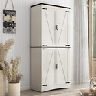 71in Farmhouse Tall Storage Cabinet  Kitchen Cabinet With 4 Barn Doors