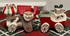 Vintage 1959 Napco Train Ceramic Christmas Santa Candle Holders Japan