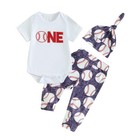 Newborn Infant Baby Boy Girl Print Romper Tops Pants Hat Outfits Clothes Set