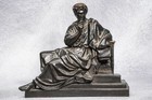 Neoclassical Antique Bronze Statue Sculpture Man Ancient Philosopher