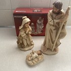 Dickson Nativity Holy Family 3 Pc Figurines White Wash Porcelain In Box Vtg