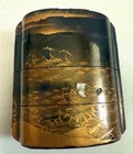 Japanese Antique Lacquer Inro Medicine Case Gold Maki-e 6 5  5 7cm Edo Style F s