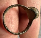 Ancient Roman Ring With A Glass Gem - Authentic - Bronze