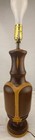 Vintage Mid Century Modern Wood Table Lamp Atomic Inlay Walnut Oak 26  Tested