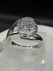 Silver Ring Solitaire 5 Carat  Cubic Zirconia Rhodium Sparkling Floating
