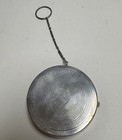 Vintage Art Deco Silverplate Compact  Powder  Finger Ring   Chain