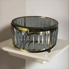 Antique Style  Beveled Glass Footed Jewelry Dresser Trinket Box New   