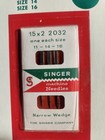 Singer Nos Vintage Sewing Machine Leather Needles 2032 15x2 Size 11 14 16