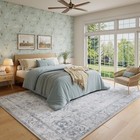 Gray 8x10 Washable Area Rug  Large Vintage Living Room Rug  Distressed Non Sl   