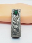 Vintage Engraved Italian 800 Silver Lipstick Case Jade Holder W  Mirror  55 