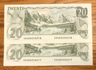 Mogi9 Canada Consecutive Pair Bc-54c Cunc Twenty 20 Dollars 1979 Paper Notes