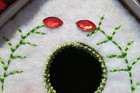 Cute Decorated Hanging Felt Birdhouse Figurine Orange Red Green 5  Tall