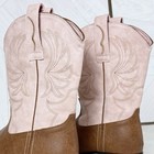 Rollda Girls Cowboy Pink Boots Size 5 Western Cowgirl Square Toe Vegan Leather