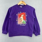 Vtg Disney Store Ariel The Little Mermaid Purple Sweatshirt Kids 7 8 1990s 90s