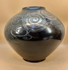 Japanese Taisho Period Bronze Vase With Silver Inlay  Signed Yozo Motoyasu