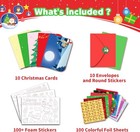New Christmas Foil Art Kit For Kids Fun Crafts Activity Cards Envelopes Stickers