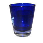 Virginia Blue Ridge Mountains Souvenir Shot Glass Blue Glass White Logo Deer