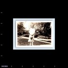 Old Vintage Photo Solo Older Woman Glasses Standing Outside Snapshot Pic